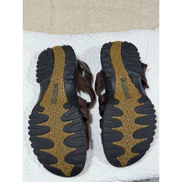 Teva Men\'s 11 Brown Fisherman Waterproof Leather Hiking Sandals Outdoor Trail main image 12
